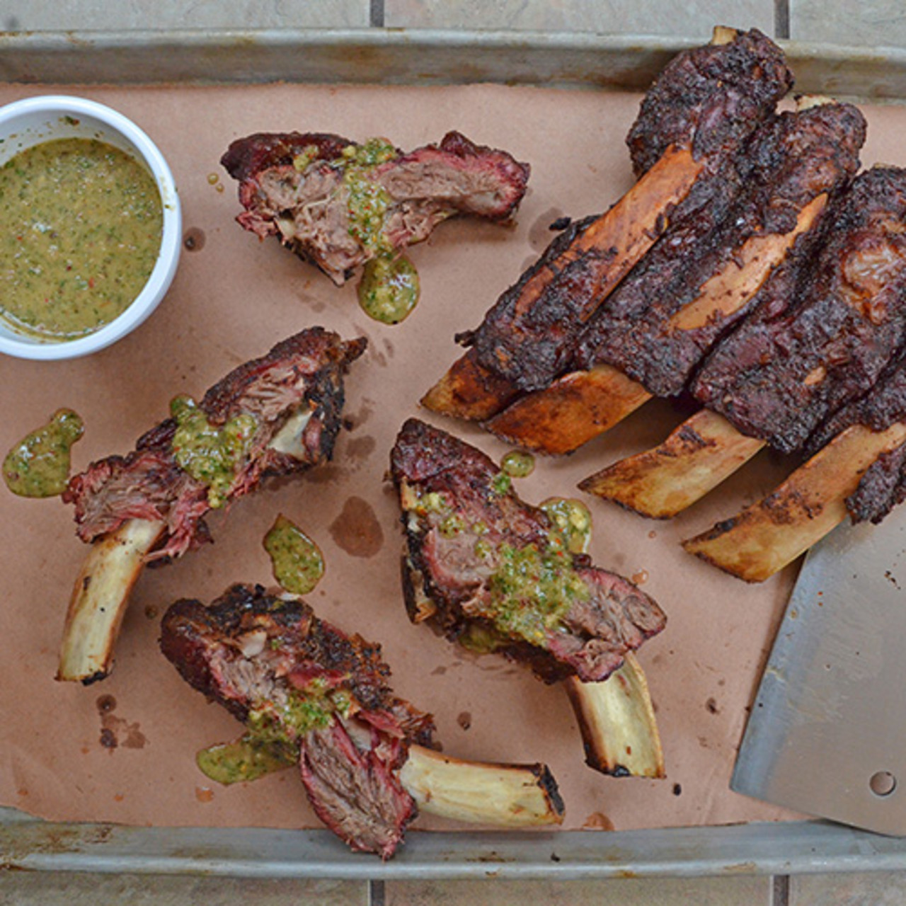 Smoked Beef Back Ribs With Chimichurri Sauce