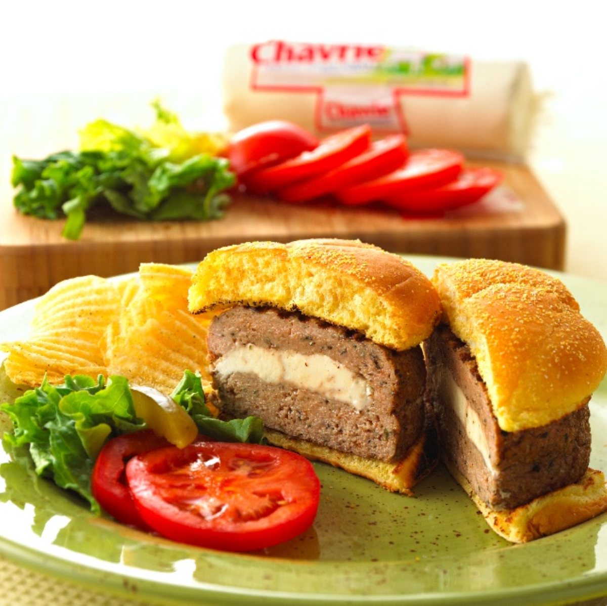 Chavrie Goat Cheese Stuffed Turkey Burgers BigOven