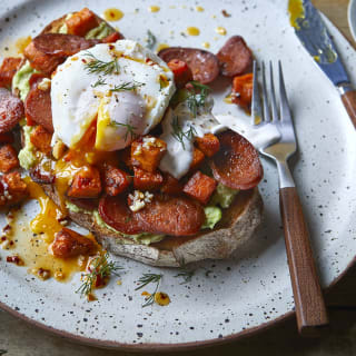 Air fryer sweet potato and chorizo hash 