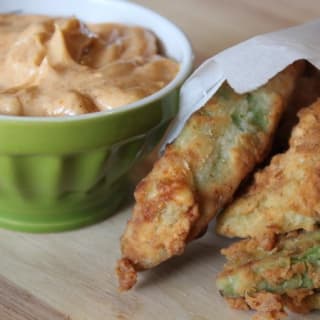 Avocado Fries with Garlic Lime Chili Aioli