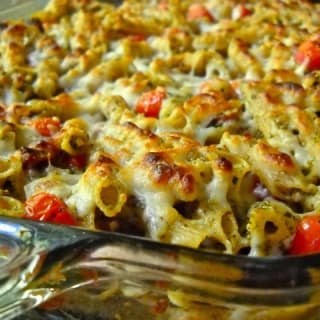 Bacon Pesto Pasta Bake