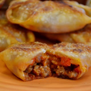 Baked Pizza Won Ton Rolls