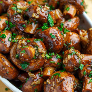 Balsamic Soy Roasted Garlic Mushrooms