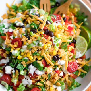 Black Bean Taco Salad with Creamy Salsa Dressing