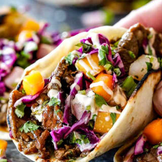 Bulgogi Korean Tacos with Asian Pear Mango Slaw