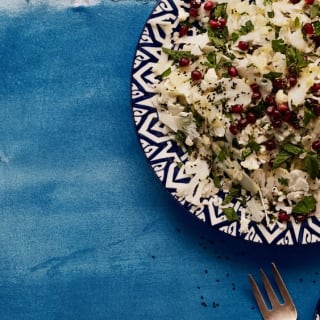 Cauliflower Salad with Mint, Pomegranates, and Nigella Seeds