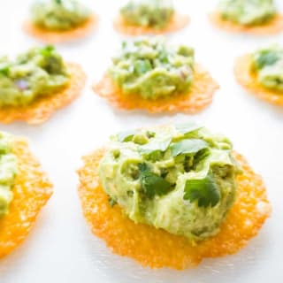 Cheese Chips with Chipotle Copycat Guacamole (Low Carb, Gluten-free)