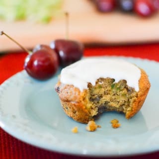 Cherry Zucchini Muffins with Secret Ingredient Frosting