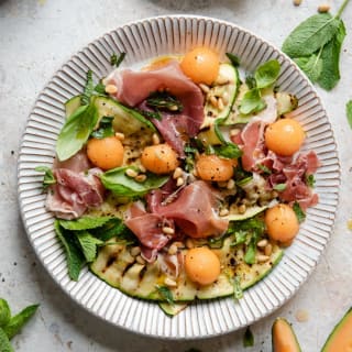 Grilled Zucchini Salad with Melon &amp; Prosciutto