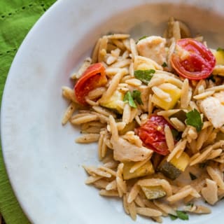 Lemon-Rosemary Chicken and Orzo Skillet