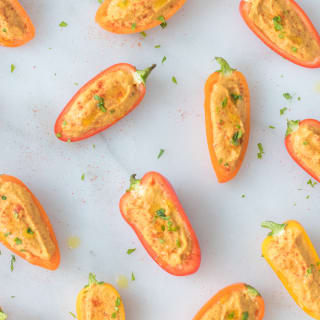 Mini Peppers Stuffed with Roasted Sweet Pepper Hummus