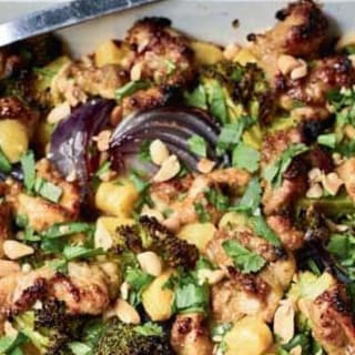 Nadiya Hussain's One-tray Peanut Chicken