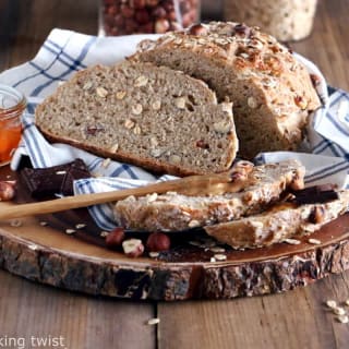 No-Knead Hazelnut Oat Breakfast Bread