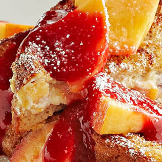 Overnight Peach-Raspberry French Toast