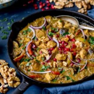 Persian Style Chicken Curry With Walnuts and Pomegranate