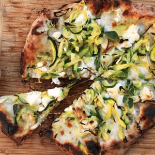 Pizza With Zucchini, Feta, Lemon, and Garlic