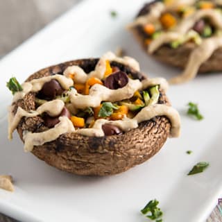 Portobello Mushroom Pizzas with Hummus