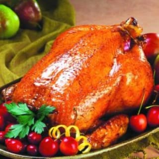 Roast Chicken with Apple Stuffing and Cider Sauce