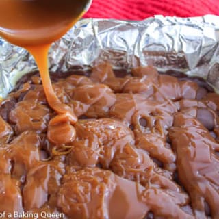 Salted Caramel Heath Bar Stuffed Brownies