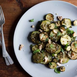 Sautéed Zucchini with Mint, Basil, and Walnuts