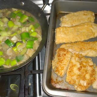 Sesame Crusted Yellowtail with White Wine and Leek Sauce