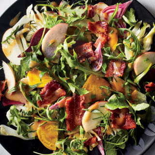 Shaved Vegetable Salad With Warm Bacon Vinaigrette