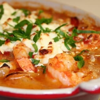 Shrimps Saganaki with Feta cheese (Messini)