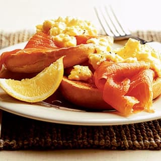 Smoked salmon and lemon scrambled eggs