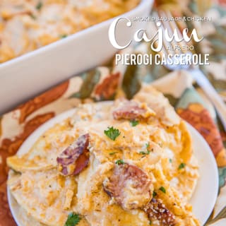 Smoked Sausage & Chicken Cajun Alfredo Pierogi Casserole