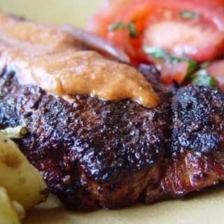 Spice-Crusted New York Strip Steaks With Mesa Grill Steak Sauce