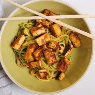 Spicy Sesame Zoodles with Crispy Tofu