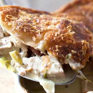Turkey, ham and leek pie