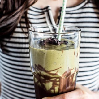 Vanilla Almond Matcha and Chocolate Lava "Shake".