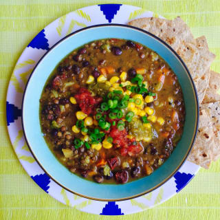 Vegan Chipotle Lentil &amp; Black Bean Soup Recipe