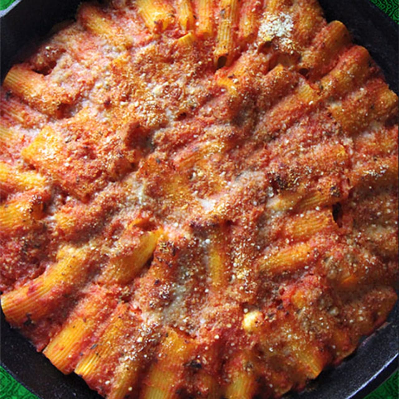 Oven Baked Cheese Stuffed Rigatoni with Fresh Basil