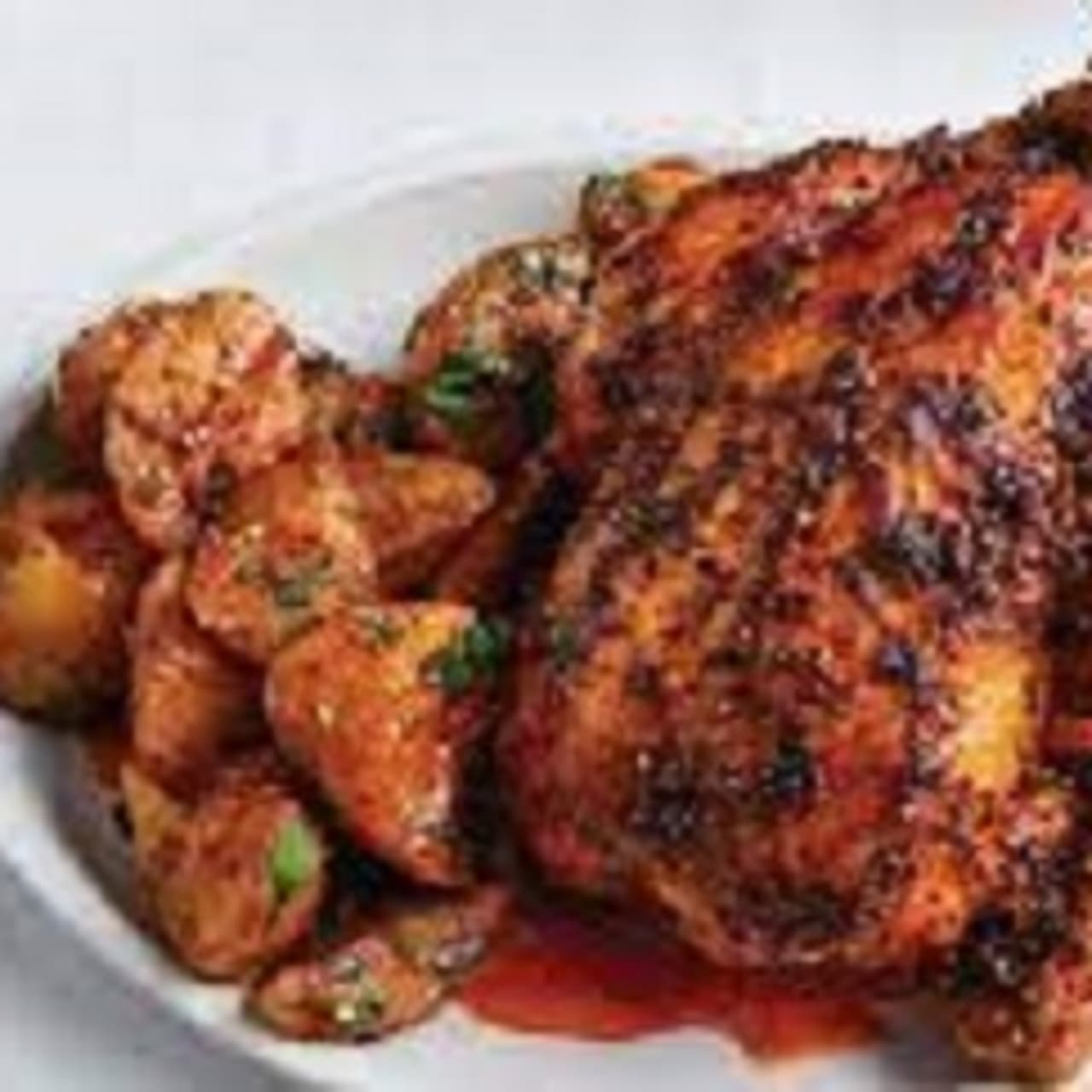 Red Chili - Marinated Chicken Roasted with Potatoes (pollo adorado con papa