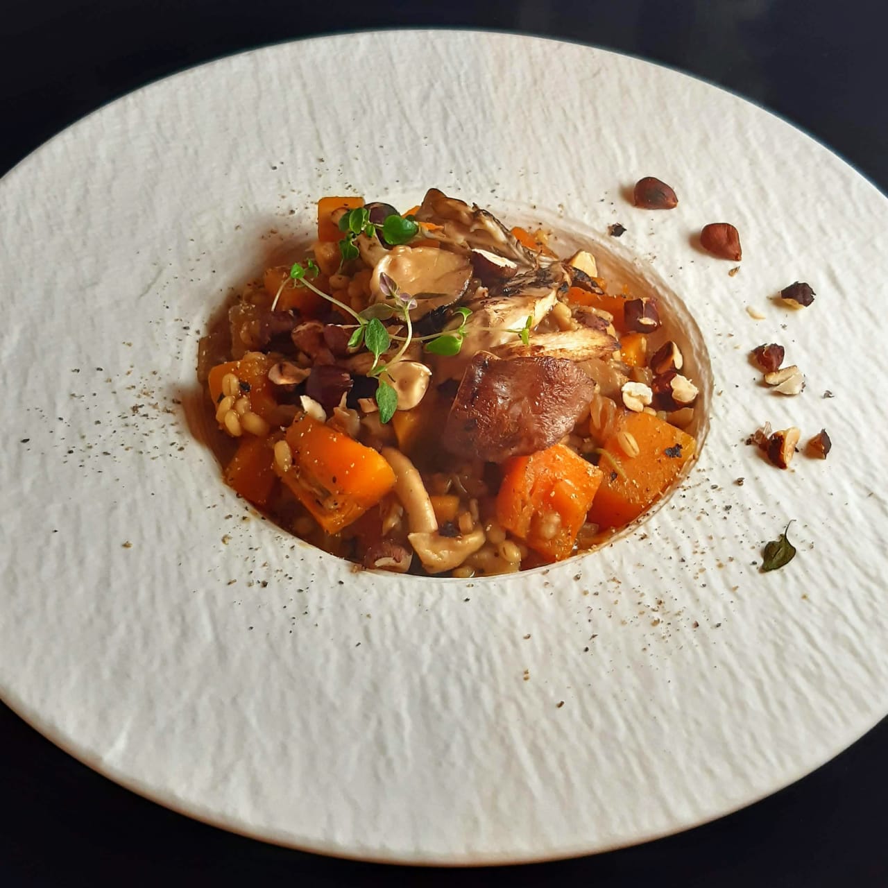 Squash and Mushroom Pearl Barley Risotto