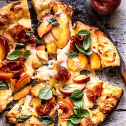 3 Cheese Prosciutto Peach Pizza.