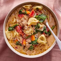 A Bowl of Creamy Sausage & Cheese Tortellini Soup Feels Like a Warm Hug