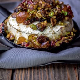 A French Baked Brie Recipe with Figs, Walnuts and Pistachios