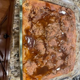 Apple Coffee Cake with Crumble Topping and Brown Sugar Glaze