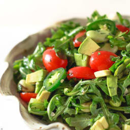 Arugula Salad with Avocados and Garlic Cilantro Vinaigrette