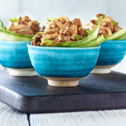 Asian Noodles with Spicy Turkey and Peanut Sauce