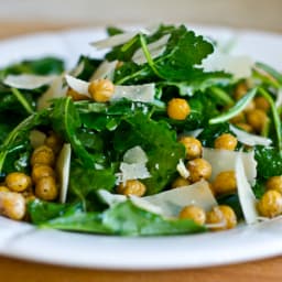 Baby Kale Salad with Lemon, Parmesan & Crispy Roasted Chickpeas