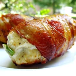 Bacon Wrapped, Cream Cheese Stuffed Chicken Breasts