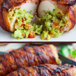 Bacon Wrapped Guacamole Stuffed Chicken