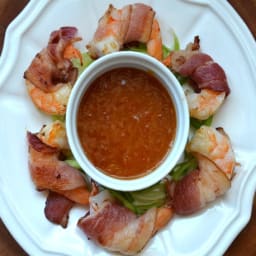 Bacon-Wrapped Shrimp Cocktail with Apricot Horseradish Dipping Sauce Recipe