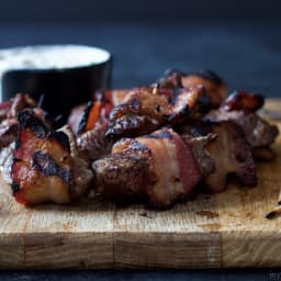 Bacon Wrapped Tenderloin with Creamy Horseradish Dipping Sauce