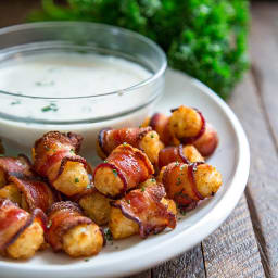 Bacon Wrapped Tots with Homemade Ranch