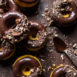 Baked Buttermilk Pumpkin Doughnuts with Hot Cocoa Glaze